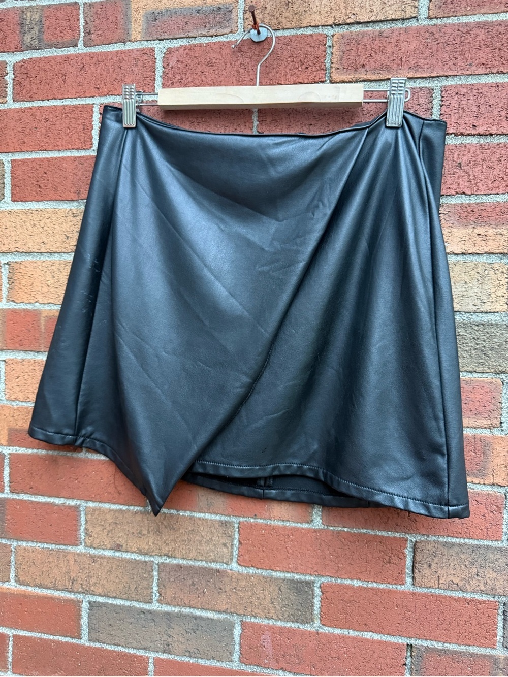 Rewash Black Faux Leather Skort Wrap Mini Skirt Size Large